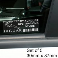 5 x Jaguar GPS Tracking Device Security WINDOW Stickers 87x30mm-F-Type,XJ12,XJ6,XJ8,E-Type-Car,Van Alarm Tracker